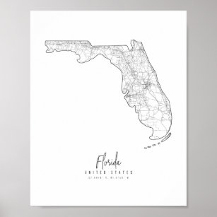 Florida Minimal Street Karta Poster