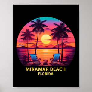 Florida Miramar Beachskjorta Färgglada Palmträd Be Poster