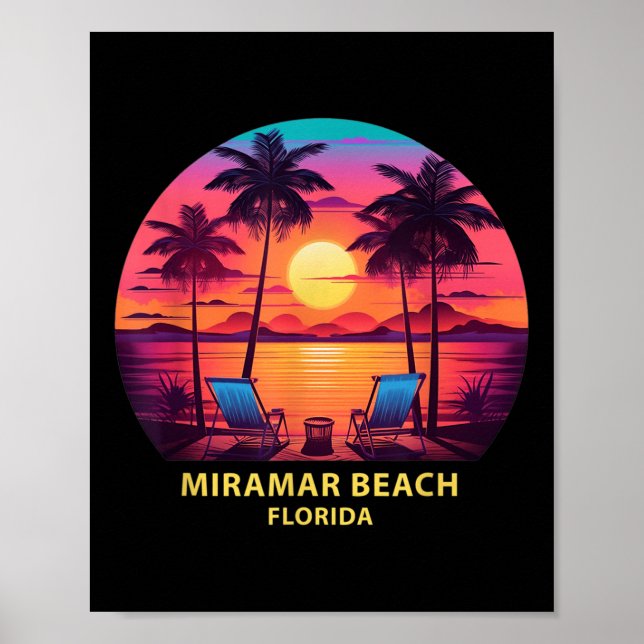 Florida Miramar Beachskjorta Färgglada Palmträd Be Poster (Framsidan)