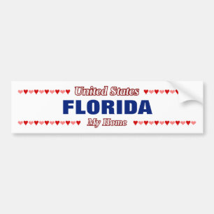 FLORIDA - Mitt hem - Förenade Stater.Hjärtan Bildekal