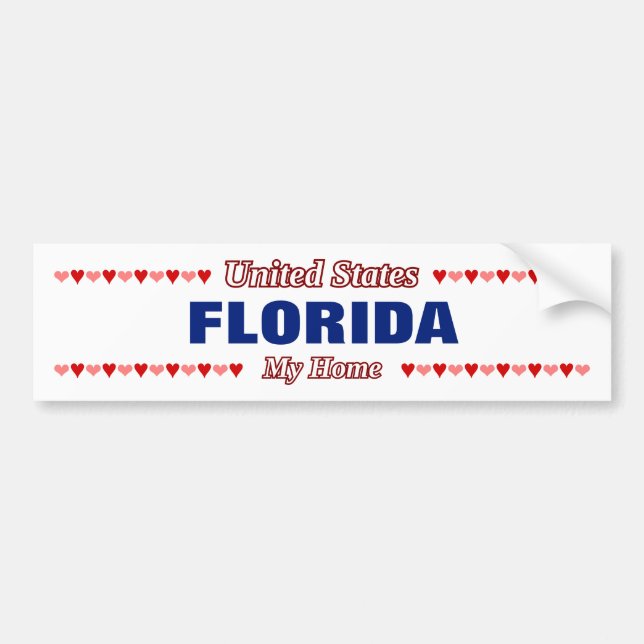 FLORIDA - Mitt hem - Förenade Stater.Hjärtan Bildekal (Framsidan)