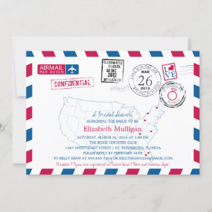 Florida Möhippa USA Karta Airmail Inbjudningar