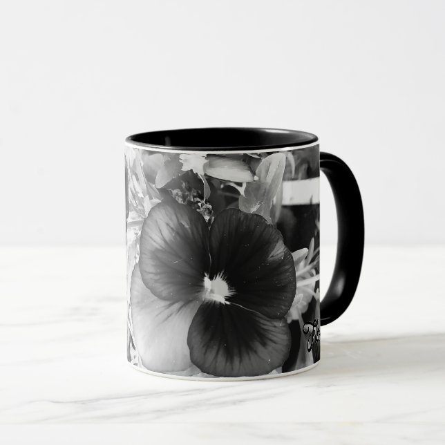 Florida Nature Photo Artistic Monochrome Pansy Mugg (Framsida höger)