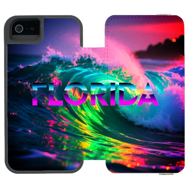 Florida – Neon Wave Vibes Incipio iPhone Wallet Skal (Folio Öppen)