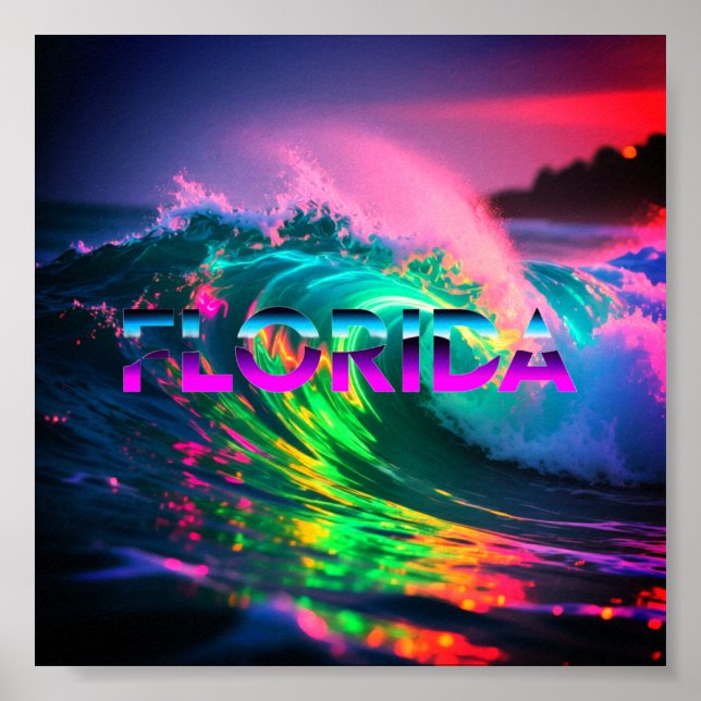 Florida – Neon Wave Vibes Poster (Framsidan)