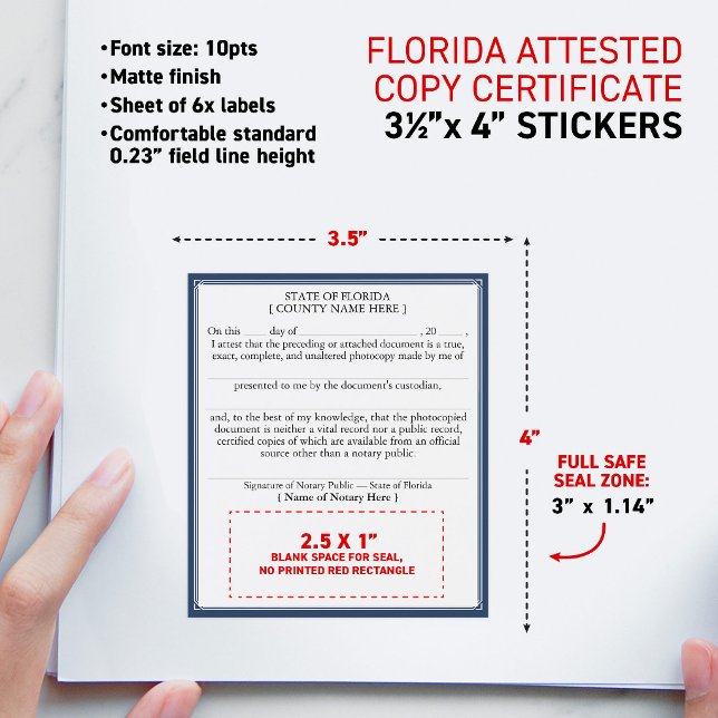 FLORIDA Notariellt intygad kopia 3,5x4" Vinflaska Etikett (Personalized (FL) Florida-compliant notary adhesive labels pack of 6 for attested certified copies)