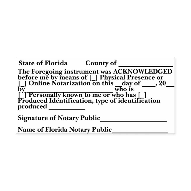 Florida Notary Acknowledgment Self Inking Stamp Självfärgande Stämpel (Design)