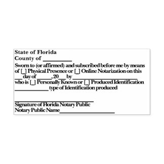 Florida Notary Jurat Self Inking Stamp Självfärgande Stämpel