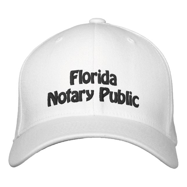 Florida Notary Public Embroized Baseball Cap Broderad Keps (Framsida)
