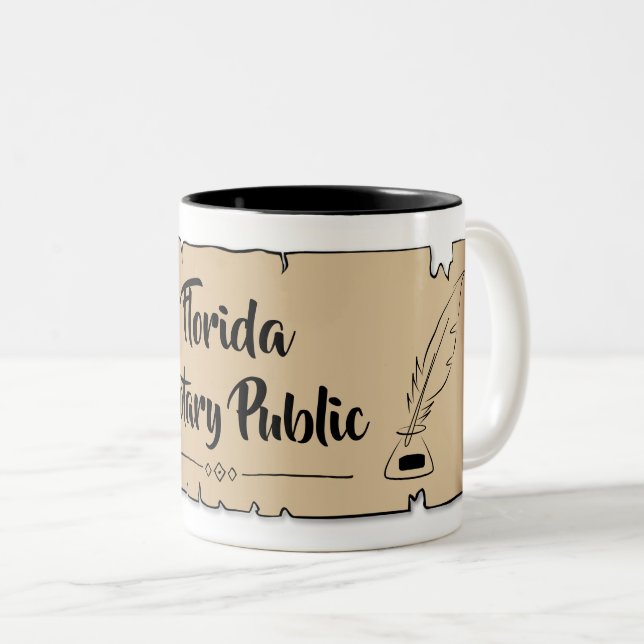 Florida Notary Public Rulla Feather Quill Två-Tonad Mugg (Framsida höger)