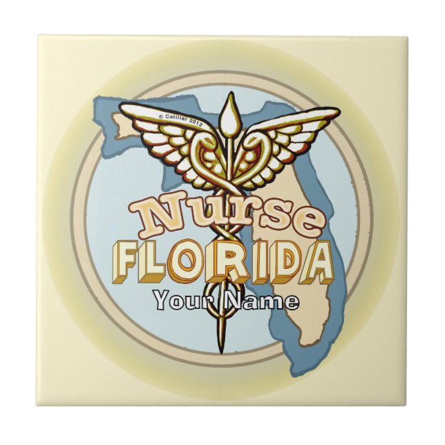 Florida Nurse Caduceus Tile Kakelplatta (Framsidan)