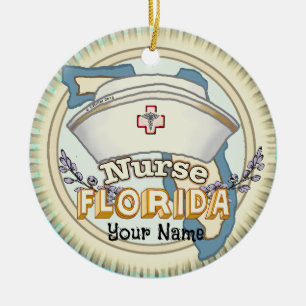 Florida Nurse Julgransprydnad Keramik