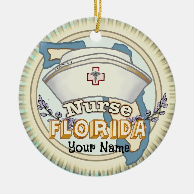 Florida Nurse Julgransprydnad Keramik (Framsidan)