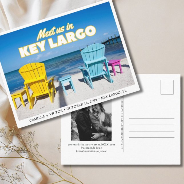 Florida Nyckel Largo Bröllop spara datum vykort (Florida Key Largo Wedding Save the Date Postcard
)