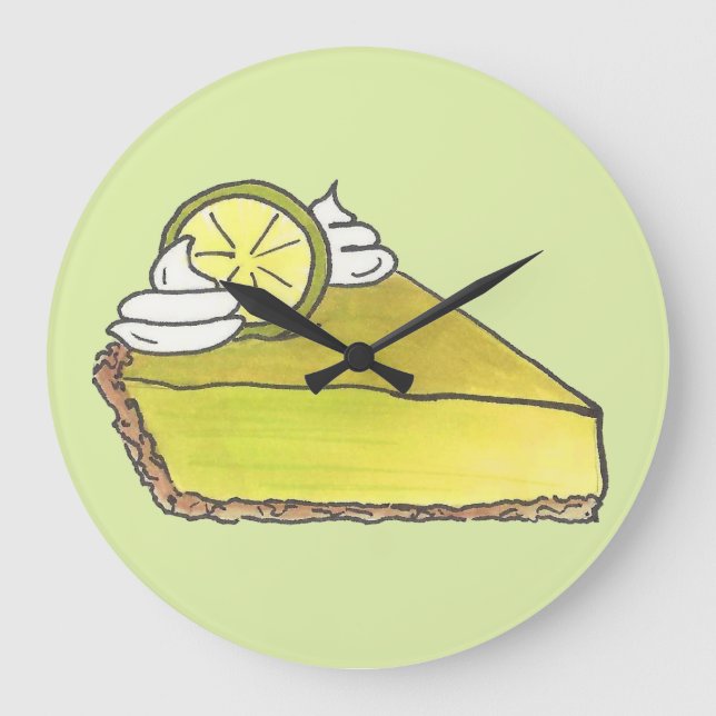 Florida Nyckel Lime Paj Segce Dessert Foodie Kitch Stor Klocka (Framsida)