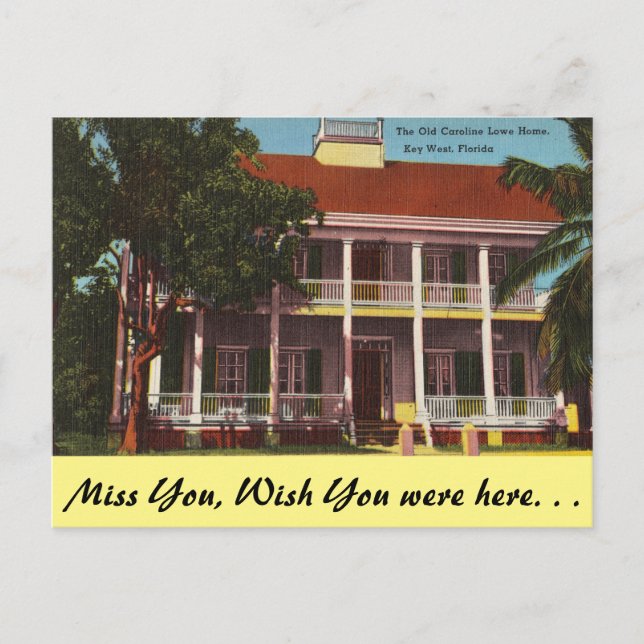 Florida, Nyckel Väster, Gamla Lowe House Vykort (Framsida)