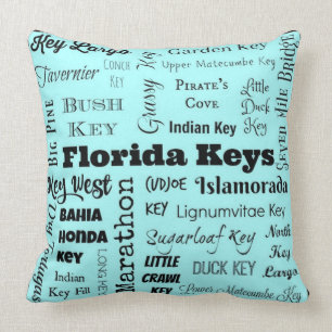 Florida nyckeldekorativ kudde i ljus aqua/svart