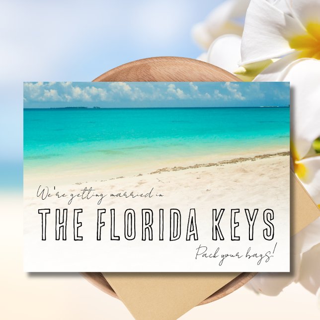 Florida Nycklar Beach Wedding Spara datum Meddelande (Florida Keys Beach Wedding Save the Date Announcement)