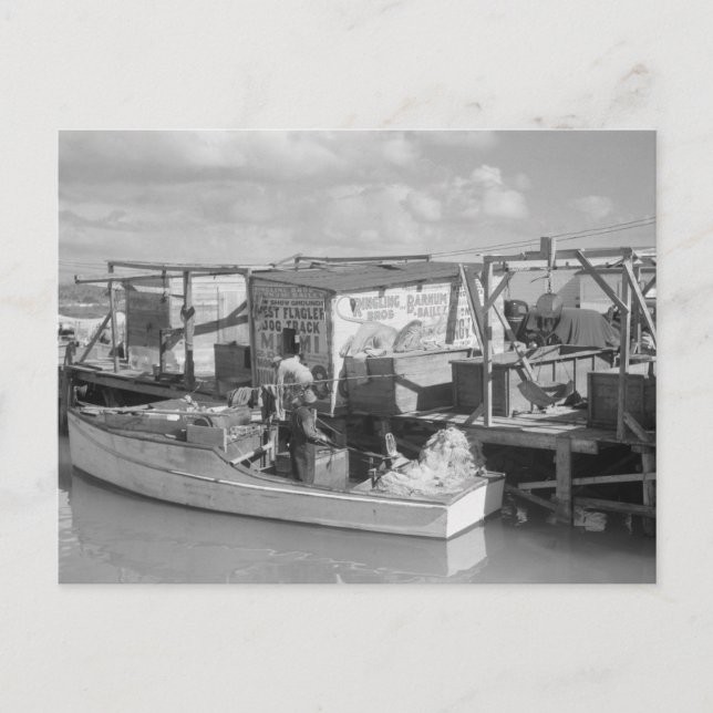 Florida Nycklar Fishing, 1938 Vykort (Framsida)