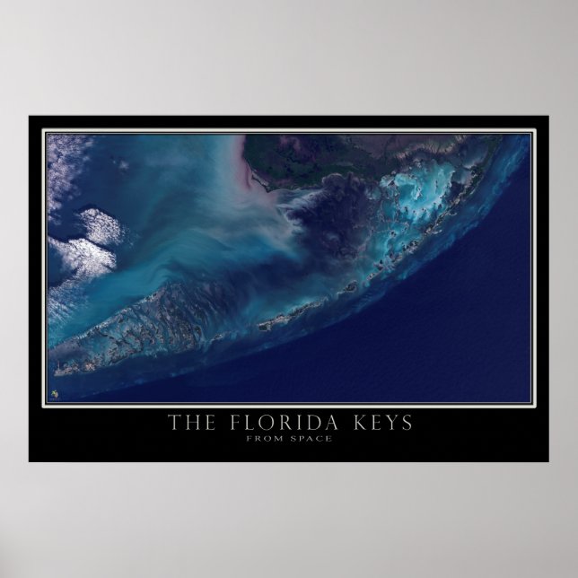 Florida Nycklar från Space Satellite Karta Poster (Framsidan)