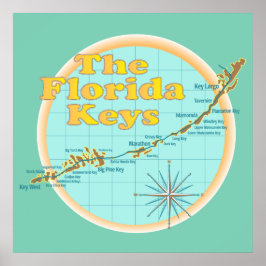 Florida Nycklar Karta illustration Poster