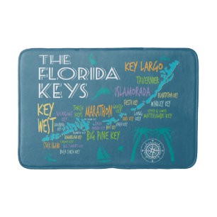 Florida Nycklar karta med färgat namn Badrumsmatta
