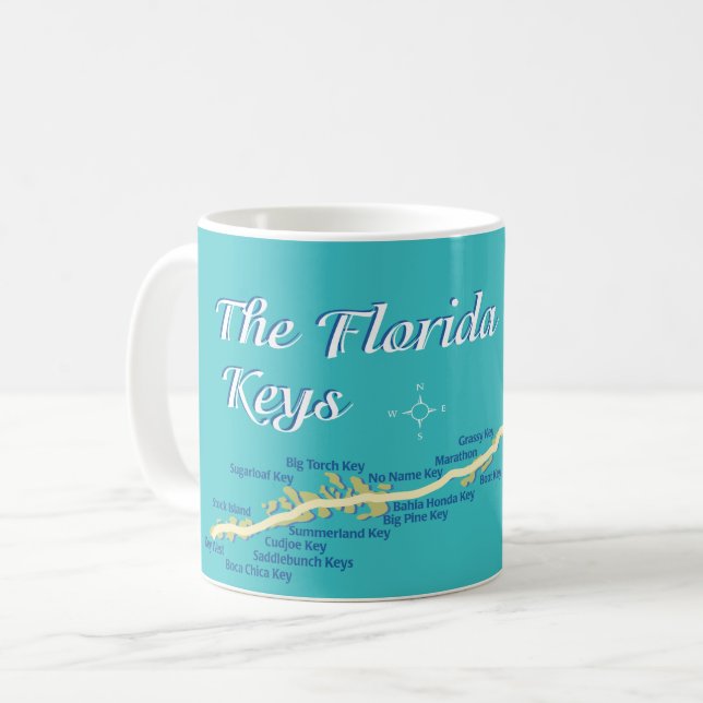 Florida Nycklar Karta med ön namn Kaffemugg (Framsida vänster)