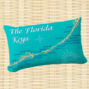 Florida Nycklar Karta på öarna Lumbarkudde