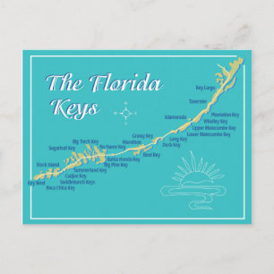 Florida Nycklar Karta Vykort