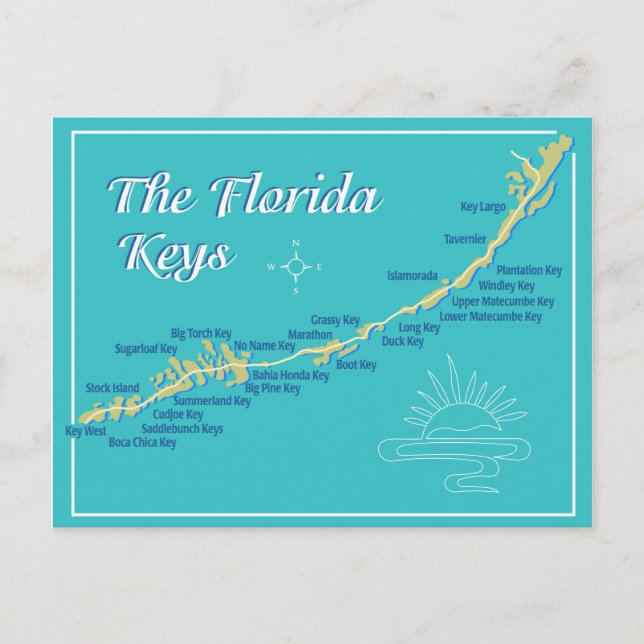 Florida Nycklar Karta Vykort (Framsida)