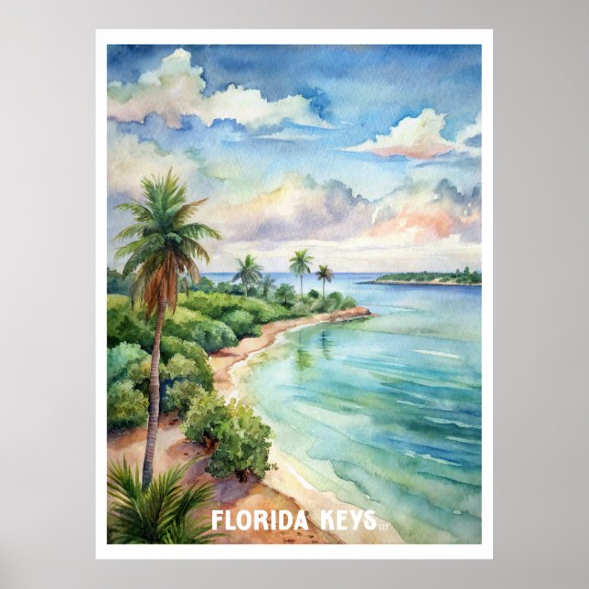 Florida Nycklar nationalpark Watercolor Painting Poster (Framsidan)