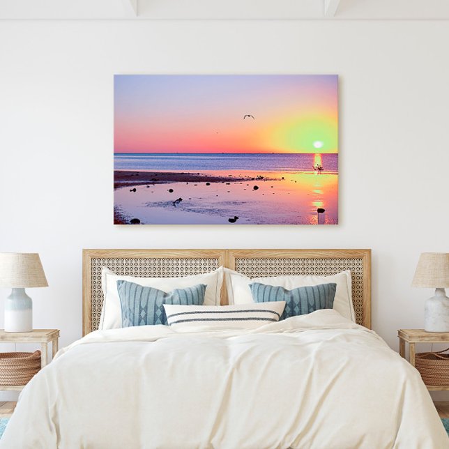 Florida Nycklar Nyckel Väster Sunset med Fiskmås Canvastryck (Skapare uppladdad)