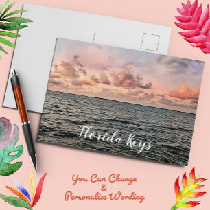 Florida Nycklar Pastel Ocean Sunset Scene Vykort