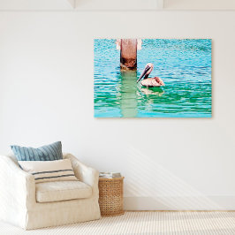 Florida Nycklar Pelican Ocean Dock Scene Canvastryck