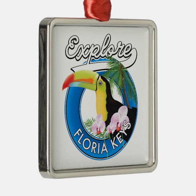 Florida nycklar retro logotyp fleece filet T-Shirt Julgransprydnad Metall (Höger)