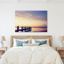 Florida Nycklar Sunset Dock String Ljus Scene