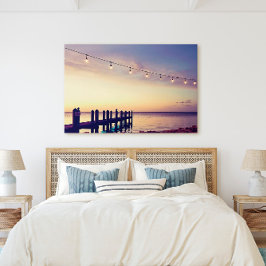 Florida Nycklar Sunset Dock String Ljus Scene Canvastryck