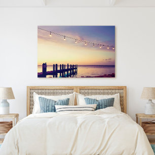 Florida Nycklar Sunset Dock String Ljus Scene Canvastryck