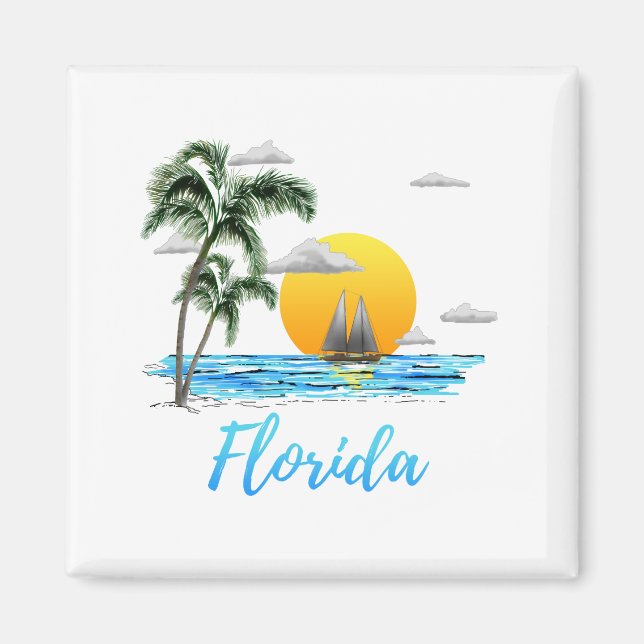 Florida Ocean Sunset Sailing Magnet (Framsidan)