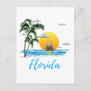 Florida Ocean Sunset Sailing Vykort