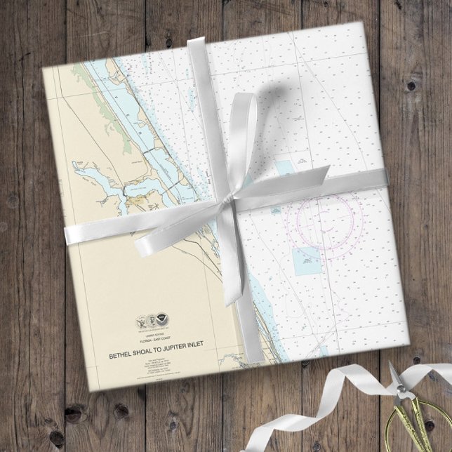 🌊 ⚓ Florida Officiellt Nautical Diagram Presentpapper (🌊⚓Florida Authentic Nautical Chart Wrapping Paper
)
