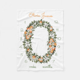 Florida Orange Baby Milestone Månatligt Baby Blank Fleecefilt
