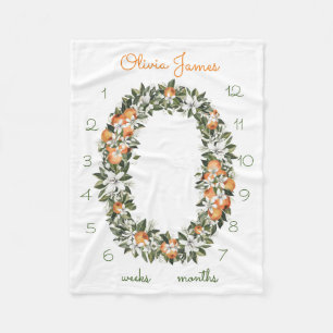 Florida Orange Baby Milestone Månatligt Baby Blank Fleecefilt