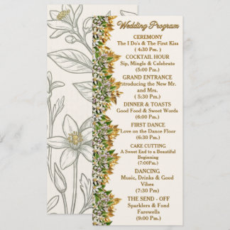 Florida Orange Blossom Bröllopsprogramkort Program