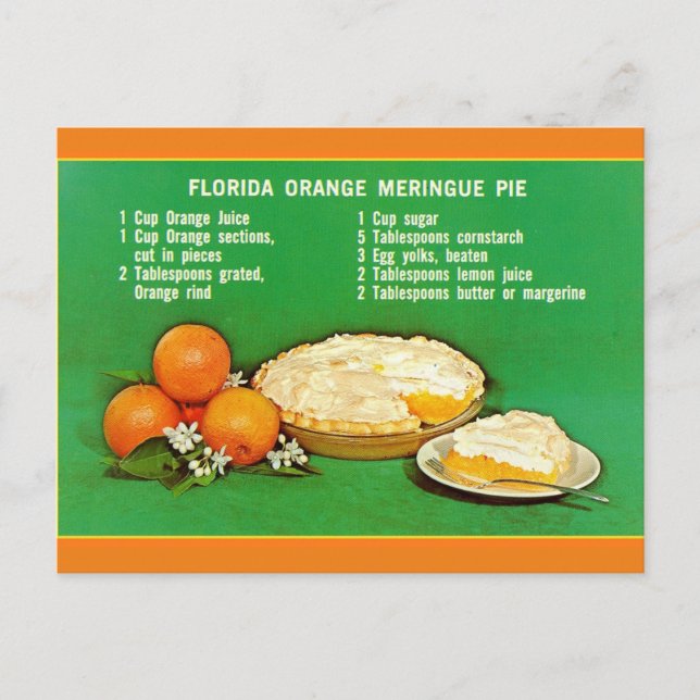 Florida Orange Paj Recipe Vykort (Framsida)
