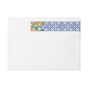 Florida Oranges Blue White Tile Möhippa Etikettband