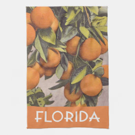 Florida Oranges Vintage Illustration of Träd Kökshandduk