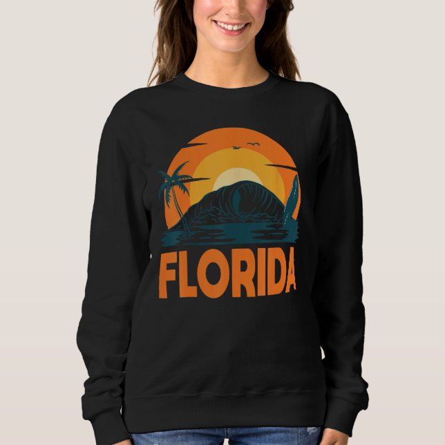 Florida Palm Tree Surf Surfing Beach Island Summer T Shirt (Framsida)