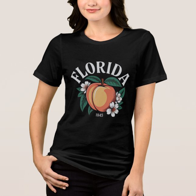 Florida Peach Blossom Emblem - Est. 1845 T Shirt (Framsida)