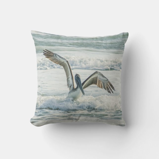 Florida Pelican Ocean Vinkarare utanför Dekorativ  Kudde (Framsida)
